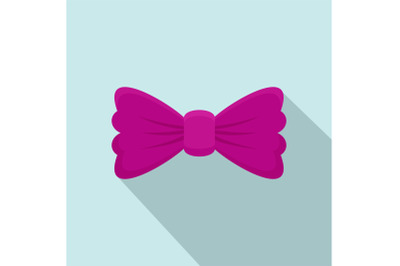 Violet bow tie icon, flat style