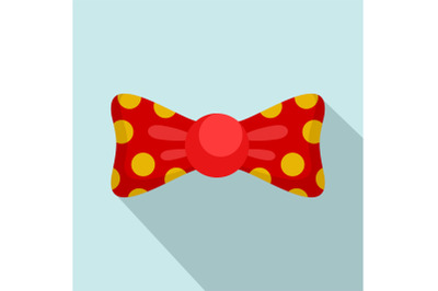 Red yellow bow tie icon, flat style