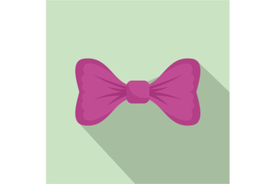 Purple bow tie icon, flat style