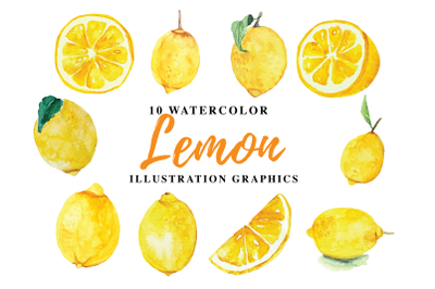10 Watercolor Lemon Illustration Graphics