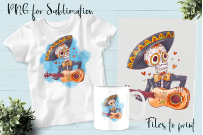 Da de los Muertos sublimation. Design for printing.