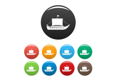Ship ancient icons set color vector