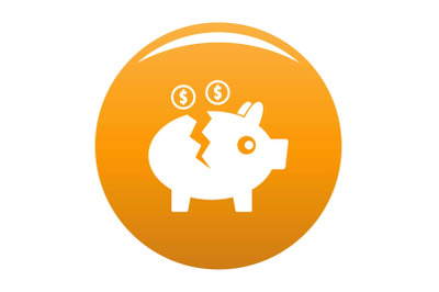 Piggy bank icon vector orange