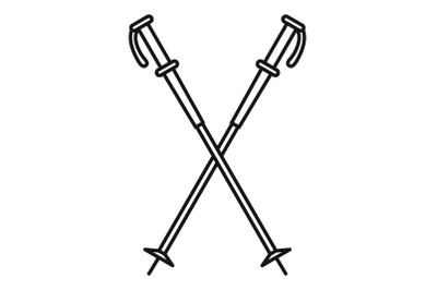 Nord walking sticks icon, outline style