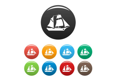 Ship excursion icons set color vector