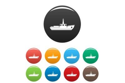 Ship fishing icons set color vector
