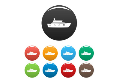 Ship sea icons set color vector