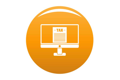 Tax by computer icon vector orange