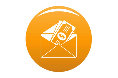 Money in envelope icon vector orange