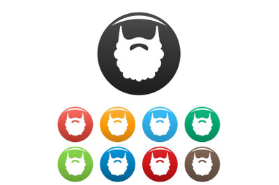 Fluffy beard icons set color vector