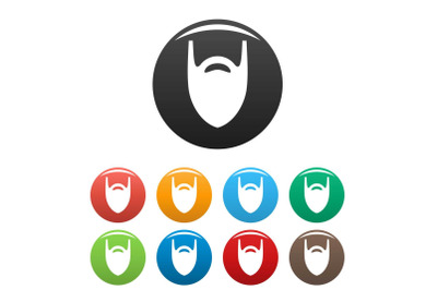 Fashion beard icons set color vector