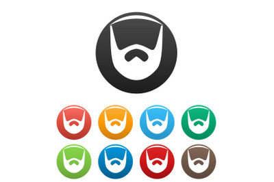 Neat beard icons set color vector