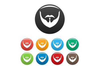 Person beard icons set color vector