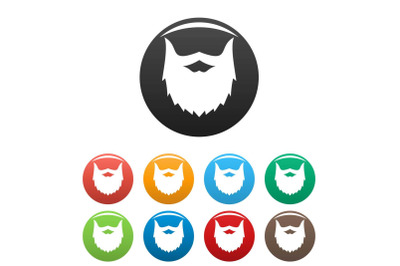 Villainous beard icons set color vector