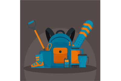 Hiking background, flat style