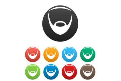 Oval beard icons set color vector