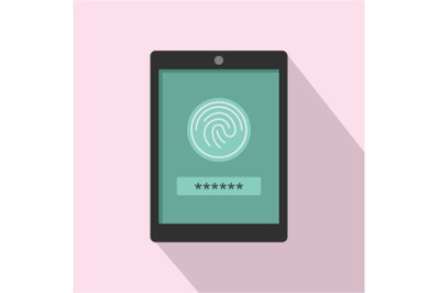 Fingerprint password icon, flat style