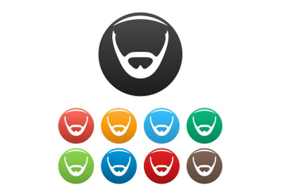 Beard and whiskers icons set color vector