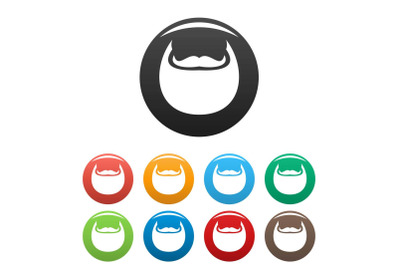 Man beard icons set color vector