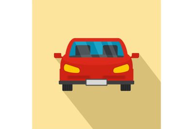 Red front car icon, flat style