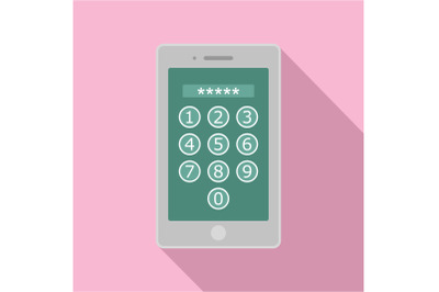 Device lock code icon, flat style