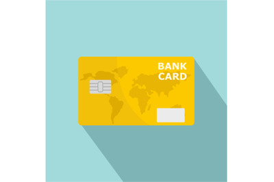 Credit bank card icon, flat style