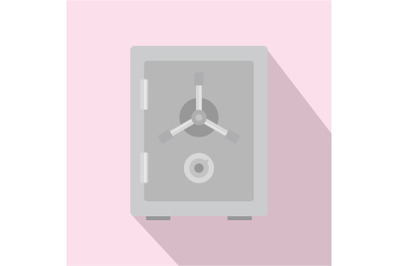 Steel safe icon, flat style