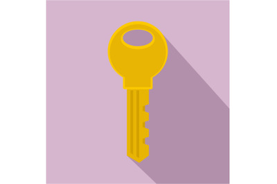 Gold key icon, flat style