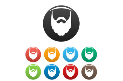 Long beard icons set color vector