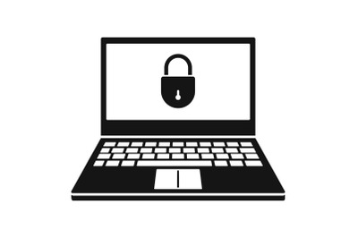 Secured laptop icon, simple style