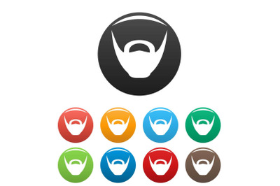 Round beard icons set color vector