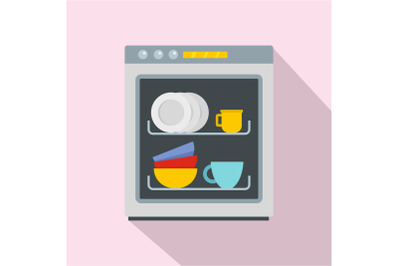 Dishwasher icon, flat style