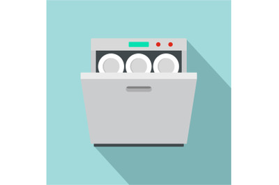 Modern dishwasher icon, flat style