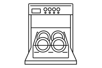 Open dishwasher icon, outline style