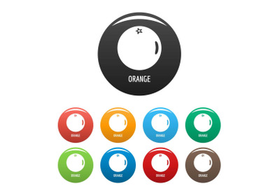 Orange icons set color vector