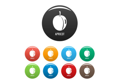 Apricot icons set color vector
