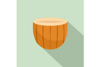Half cutted almond icon, flat style