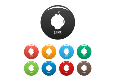Quince icons set color vector