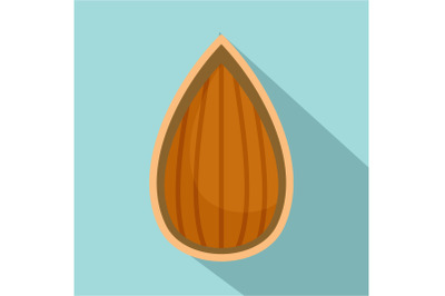 Almond in shell icon, flat style