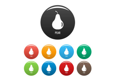 Pear icons set color vector