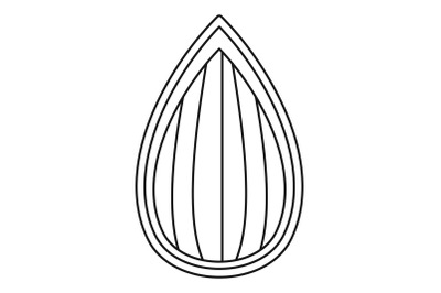 Almond shell icon, outline style