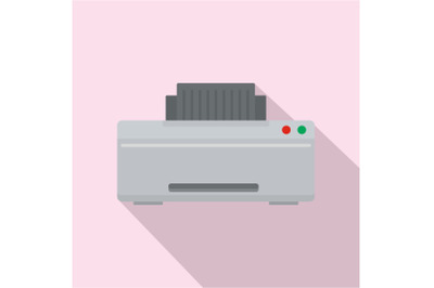 Grey printer icon, flat style