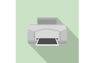 Black paper printer icon, flat style