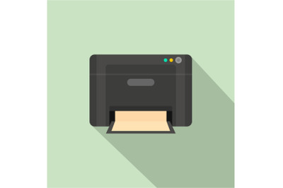 Black printer icon, flat style