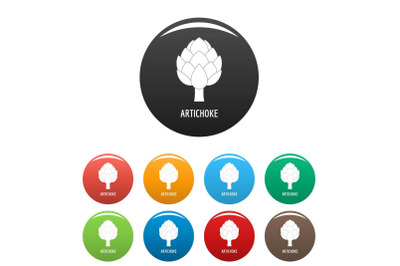 Artichoke icons set color vector