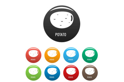 Potato icons set color vector