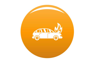 Burning car icon vector orange