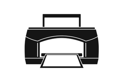 Black paper printer icon, simple style