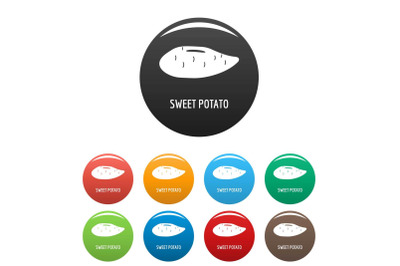 Sweet potato icons set color vector