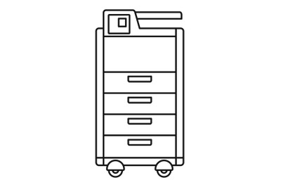 Big office printer icon, outline style